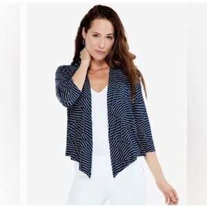 Nic & Zoe Mixed Lines 4-way Cardigan Indigo‎ Size L NWT